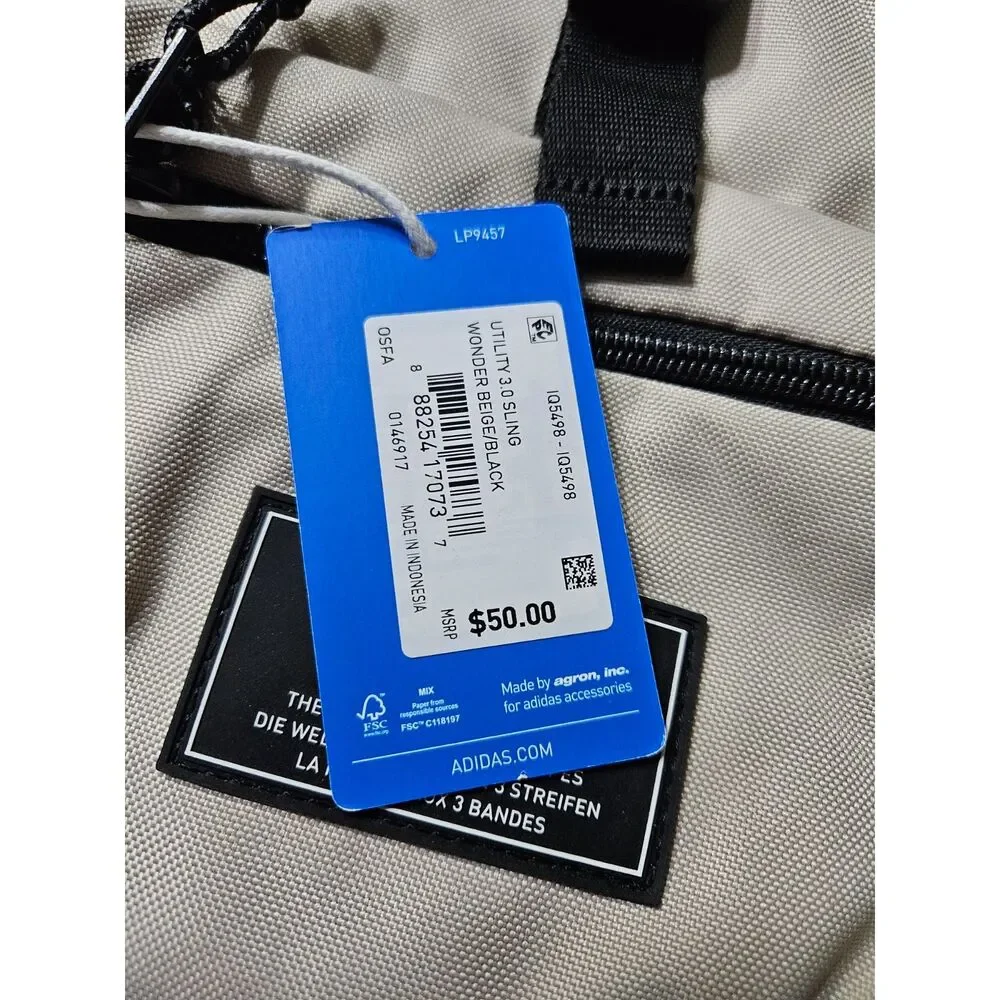 Adidas Utility 3.0 Sling Bag Beige Unisex‎ Shoulder Bag Crossbody IQ5498 NWT